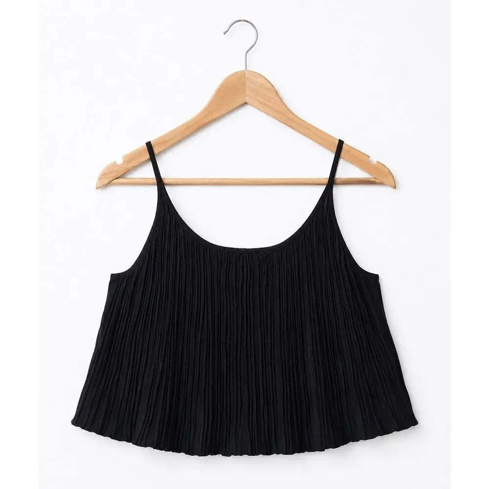 Free People Intimately Ribbed Swing Cami Tank Top Black Boho Coastal Cropped S